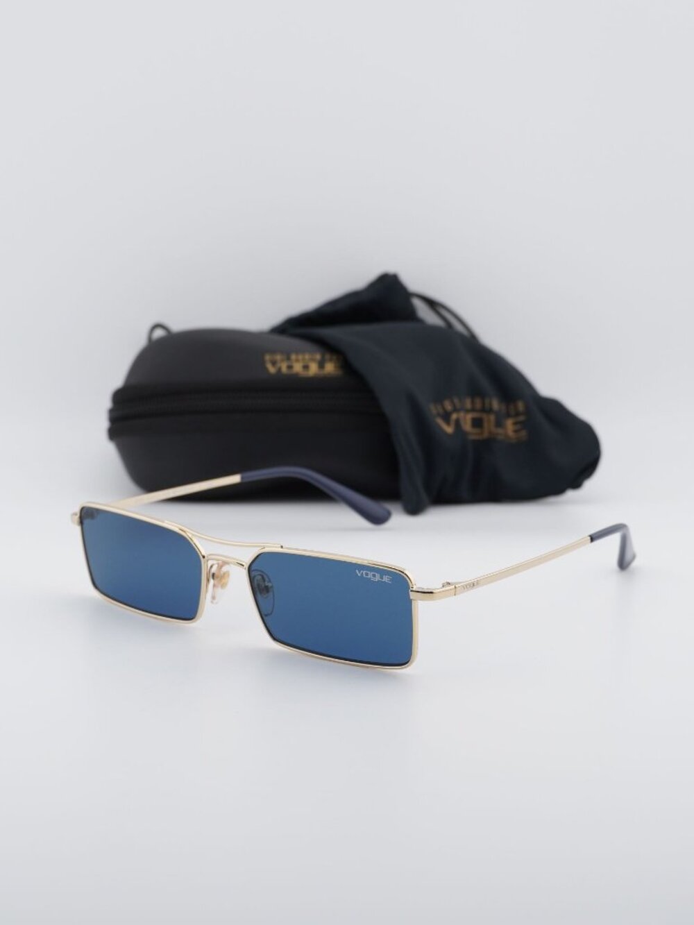 Vogue VO4106S 848/80 Rectangle Sunglasses – Pale Gold / Blue